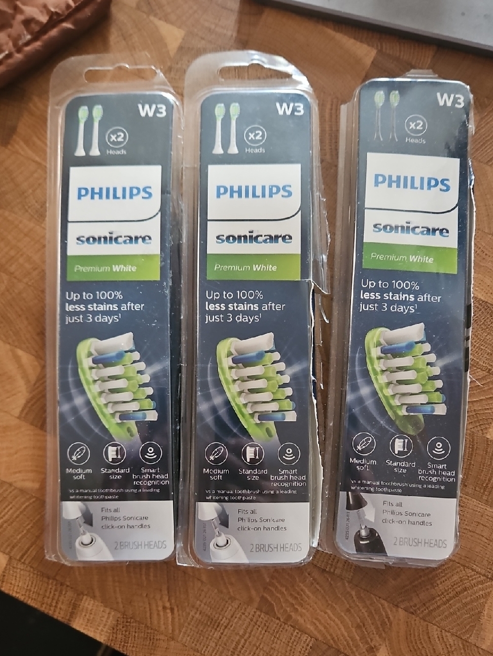 Philips Sonicare W3 Premium White Replacement Tooth Brush Heads - Green/White